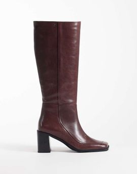 Bronx Bronx New-Corfu square toe knee boots in deep bordeaux-RED