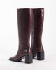 Bronx Bronx New-Corfu square toe knee boots in deep bordeaux-RED - 4