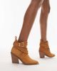 Bronx Bronx New-kole buckle western ankle boots in toffee suede-Brown - 1