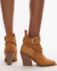 Bronx Bronx New-kole buckle western ankle boots in toffee suede-Brown - 4
