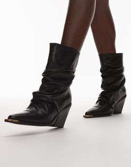 Bronx Bronx New-kole slouchy mid ankle boots in leather black