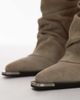Bronx Bronx New-kole slouchy mid ankle boots in suede oatmilk-White - 2