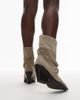 Bronx Bronx New-kole slouchy mid ankle boots in suede oatmilk-White - 3
