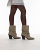 Bronx Bronx New-kole slouchy mid ankle boots in suede oatmilk-White - 4