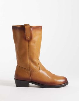 Bronx Bronx Rho-deo slouched ankle boots in mustard leather-Brown