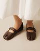 Bronx Bronx Semm-ie split toe ballerina flats in brown soft leather - 1