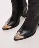 Bronx Bronx toe cap detail knee boots in leather black - 3