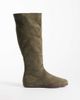 Bronx Bronx Tyl-aa round toe knee boots in khaki-green suede - 1