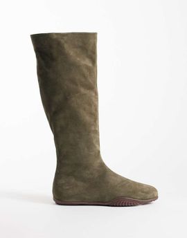 Bronx Bronx Tyl-aa round toe knee boots in khaki-green suede