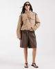 BRONZE SNAKE Bronze Snake Alegra funnel neck jacket in taupe-Navy - 1
