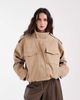 BRONZE SNAKE Bronze Snake Alegra funnel neck jacket in taupe-Navy - 3