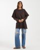 BRONZE SNAKE Bronze Snake Amanda lace sleeved tee in dark chocolate-Brown - 2