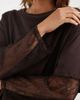 BRONZE SNAKE Bronze Snake Amanda lace sleeved tee in dark chocolate-Brown - 3
