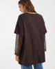 BRONZE SNAKE Bronze Snake Amanda lace sleeved tee in dark chocolate-Brown - 4