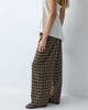 BRONZE SNAKE Bronze Snake baggy pants with turnover waistband in brown check-MULTI - 4