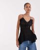 BRONZE SNAKE Bronze Snake boho lace asymmetric hem cami top in black - 1