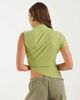 BRONZE SNAKE Bronze Snake Danielle asymmetric high neck top in matcha green - 4