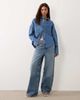 BRONZE SNAKE BRONZE SNAKE dropped shoulders long sleeve denim shirt in blue - 2