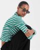 BRONZE SNAKE Bronze Snake high neck long sleeve top in green stripe - 1