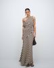 BRONZE SNAKE BRONZE SNAKE Inessa striped off the shoulder asymmetric top and maxi skirt set in tiramisu brown - 1