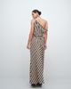 BRONZE SNAKE BRONZE SNAKE Inessa striped off the shoulder asymmetric top and maxi skirt set in tiramisu brown - 3