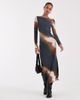 BRONZE SNAKE Bronze Snake long sleeve maxi dress in ombre mesh-Multi - 1