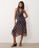 BRONZE SNAKE BRONZE SNAKE Lottie cowl neck scarf detail top and skirt set in chocolate blue polka dot-Brown - 1