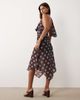 BRONZE SNAKE BRONZE SNAKE Lottie cowl neck scarf detail top and skirt set in chocolate blue polka dot-Brown - 2