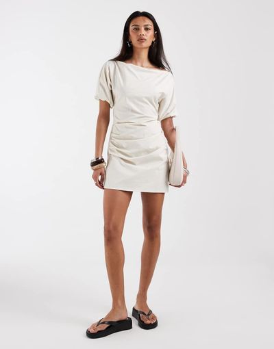 BRONZE SNAKE Bronze Snake Margarita mini dress in beige-White