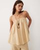 BRONZE SNAKE Bronze Snake Misty smock cotton cami top and pants set in beige-Neutral - 2