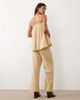 BRONZE SNAKE Bronze Snake Misty smock cotton cami top and pants set in beige-Neutral - 3