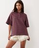 BRONZE SNAKE BRONZE SNAKE Nelly striped polo top in berry-Red - 1
