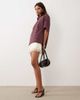 BRONZE SNAKE BRONZE SNAKE Nelly striped polo top in berry-Red - 3