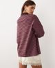 BRONZE SNAKE BRONZE SNAKE Nelly striped polo top in berry-Red - 4