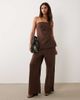 BRONZE SNAKE BRONZE SNAKE Nora cotton bandeau top and pants set in chocolate-Brown - 1