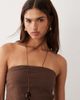 BRONZE SNAKE BRONZE SNAKE Nora cotton bandeau top and pants set in chocolate-Brown - 3