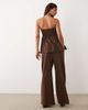 BRONZE SNAKE BRONZE SNAKE Nora cotton bandeau top and pants set in chocolate-Brown - 4
