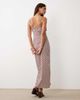 BRONZE SNAKE BRONZE SNAKE Odetta striped cowl neck maxi dress in brown-White - 2