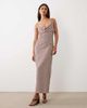 BRONZE SNAKE BRONZE SNAKE Odetta striped cowl neck maxi dress in brown-White - 4