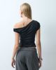 BRONZE SNAKE Bronze Snake off shoulder cupro top with lace edging in black - 4