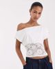 BRONZE SNAKE BRONZE SNAKE off the shoulder top with lace panel in white - 1