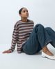BRONZE SNAKE Bronze Snake oversized boxy t-shirt in chocolate double stripe-Brown - 1