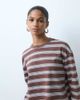 BRONZE SNAKE Bronze Snake oversized boxy t-shirt in chocolate double stripe-Brown - 2