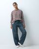 BRONZE SNAKE Bronze Snake oversized boxy t-shirt in chocolate double stripe-Brown - 3