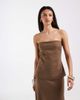 BRONZE SNAKE Bronze Snake Riley off shoulder maxi dress in dark chocolate-Brown - 2