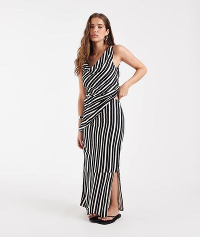 BRONZE SNAKE BRONZE SNAKE Rita off the shoulder top and skirt set in black stripes