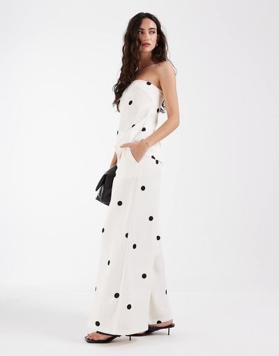 BRONZE SNAKE Bronze Snake Romy bandeau and pants polka dot set in white
