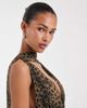 BRONZE SNAKE Bronze Snake V-neck midi dress with scarf in brown animal print-Green - 3