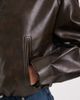 BRONZE SNAKE Bronze Snake zip up faux leather bomber jacket in brown - 3