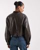 BRONZE SNAKE Bronze Snake zip up faux leather bomber jacket in brown - 4